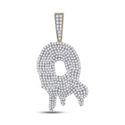 10kt Yellow Gold Men's Round Diamond Q Drip Letter Charm Pendant - 3 Cttw - Splendid Jewellery product  Top View from Splendid Jewellery