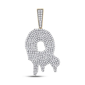 10kt Yellow Gold Men's Round Diamond Q Drip Letter Charm Pendant - 3 Cttw - Splendid Jewellery product  Top View from Splendid Jewellery