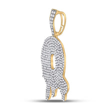 Load image into Gallery viewer, 10kt Yellow Gold Men's Round Diamond Q Drip Letter Charm Pendant - 3 Cttw - Splendid Jewellery product Side View from Splendid Jewellery