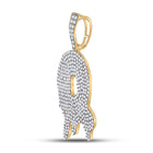 10kt Yellow Gold Men's Round Diamond Q Drip Letter Charm Pendant - 3 Cttw - Splendid Jewellery product Side View from Splendid Jewellery