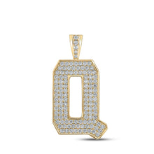 Load image into Gallery viewer, 10kt Yellow Gold Men&#39;s Round Diamond Q Initial Letter Charm Pendant - 2 Cttw product  Top View from Splendid Jewellery