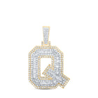 10kt Yellow Gold Men's Round Diamond Q Initial Letter Charm Pendant 7/8 Cttw - A Splendid Statement Piece product  Top View from Splendid Jewellery