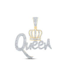 Load image into Gallery viewer, 10kt Yellow Gold Men's Diamond Queen Crown Charm Pendant - 1-5/8 Cttw product  Top View from Splendid Jewellery