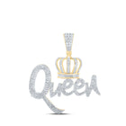 10kt Yellow Gold Men's Diamond Queen Crown Charm Pendant - 1-5/8 Cttw product  Top View from Splendid Jewellery