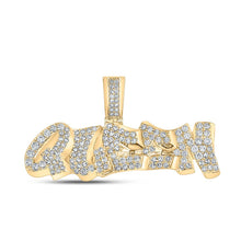 Load image into Gallery viewer, 10kt Yellow Gold Men&#39;s Round Diamond Queen Graffiti Charm Pendant 1-1/5 Cttw - A Majestic Statement Piece product  Top View from Splendid Jewellery