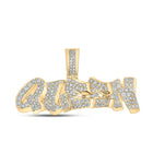 10kt Yellow Gold Men's Round Diamond Queen Graffiti Charm Pendant 1-1/5 Cttw - A Majestic Statement Piece product  Top View from Splendid Jewellery