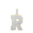 10kt Yellow Gold Men's Round Diamond R Initial Letter Charm Pendant - 1-1/5 Cttw product  Top View from Splendid Jewellery
