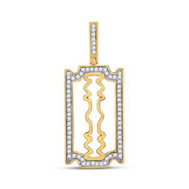 10kt Yellow Gold Men's Round Diamond Razor Blade Charm Pendant - 1/3 Cttw product  Top View from Splendid Jewellery