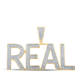 10kt Yellow Gold Men's Round Diamond Charm Pendant - 1 Cttw | Splendid Jewellery product  Top View from Splendid Jewellery