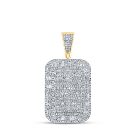 10kt Yellow Gold Men's Diamond Rectangle Charm Pendant - 2 Cttw | Splendid Jewellery product  Top View from Splendid Jewellery