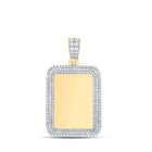 10kt Yellow Gold Men's Diamond Rectangle Memory Charm Pendant - Captivating Brilliance product  Top View from Splendid Jewellery