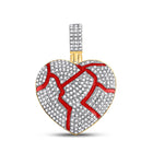 10kt Yellow Gold Men's Round Diamond Red Broken Heart Charm Pendant 3/4 Cttw product  Top View from Splendid Jewellery