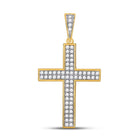 10kt Yellow Gold Men's Roman Cross Diamond Charm Pendant - 3/4 Cttw product  Top View from Splendid Jewellery