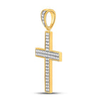 10kt Yellow Gold Men's Roman Cross Diamond Charm Pendant - 3/4 Cttw product Side View from Splendid Jewellery