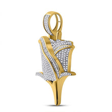 Load image into Gallery viewer, 10kt Yellow Gold Men&#39;s Round Diamond Rose Charm Pendant - 7/8 Cttw - Splendid Jewellery product Side View from Splendid Jewellery