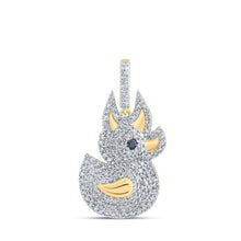 Load image into Gallery viewer, 10kt Yellow Gold Men's Round Diamond Rubber Duck Charm Pendant 1-1/2 Cttw | Splendid Jewellery product  Top View from Splendid Jewellery