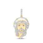 10kt Yellow Gold Men's Diamond Ruby Jesus Face Charm Pendant - 1-3/4 Cttw | Splendid Jewellery product  Top View from Splendid Jewellery