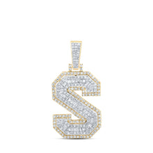 Load image into Gallery viewer, 10kt Yellow Gold Men&#39;s Diamond S Initial Letter Charm Pendant - 1 Cttw product  Top View from Splendid Jewellery
