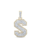 10kt Yellow Gold Men's Diamond S Initial Letter Charm Pendant - 1 Cttw product  Top View from Splendid Jewellery