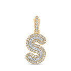 10kt Yellow Gold Men's Diamond S Initial Letter Charm Pendant - 1/5 Cttw product  Top View from Splendid Jewellery