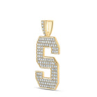 10kt Yellow Gold Mens Round Diamond S Initial Letter Charm Pendant - 2 Cttw | Splendid Jewellery product Side View from Splendid Jewellery