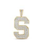 10kt Yellow Gold Mens Round Diamond S Initial Letter Charm Pendant - 2 Cttw | Splendid Jewellery product  Top View from Splendid Jewellery
