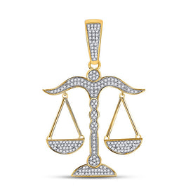 10kt Yellow Gold Men's Diamond Scales of Justice Charm Pendant - 1/2 Cttw product  Top View from Splendid Jewellery