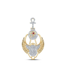 Load image into Gallery viewer, 10kt Yellow Gold Men&#39;s Diamond Scarab Ankh Charm Pendant - 3/4 Cttw | Splendid Jewellery product  Top View from Splendid Jewellery