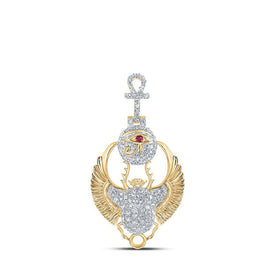 10kt Yellow Gold Men's Diamond Scarab Ankh Charm Pendant - 3/4 Cttw | Splendid Jewellery product  Top View from Splendid Jewellery