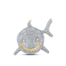 10kt Yellow Gold Men's Diamond Shark Animal Charm Pendant - 1-7/8 Cttw product  Top View from Splendid Jewellery