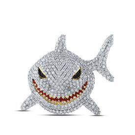 10kt Yellow Gold Men's Diamond Shark Charm Pendant - 9-1/3 Cttw product  Top View from Splendid Jewellery