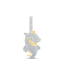 Load image into Gallery viewer, 10kt Yellow Gold Men's Diamond Shark Grin Animal Charm Pendant - 1-3/4 Cttw product  Top View from Splendid Jewellery