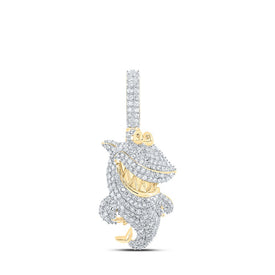 10kt Yellow Gold Men's Diamond Shark Grin Animal Charm Pendant - 1-3/4 Cttw product  Top View from Splendid Jewellery