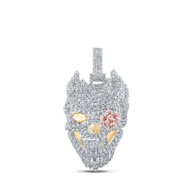 10kt Yellow Gold Men's Diamond Skull Rose Charm Pendant - 6-1/2 Cttw | Splendid Jewellery product  Top View from Splendid Jewellery