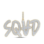 10kt Yellow Gold Men's Round Diamond SQUAD Phrase Charm Pendant - 8-7/8 Cttw | Splendid Jewellery product  Top View from Splendid Jewellery