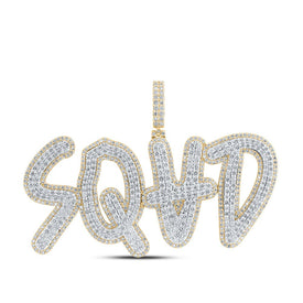 10kt Yellow Gold Men's Round Diamond SQUAD Phrase Charm Pendant - 8-7/8 Cttw | Splendid Jewellery product  Top View from Splendid Jewellery