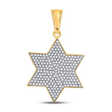 Load image into Gallery viewer, 10kt Yellow Gold Men&#39;s Diamond Star Magen David Charm Pendant 5/8 Cttw - A Shimmering Symbol of Faith and Style product  Top View from Splendid Jewellery
