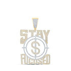 10kt Yellow Gold Men's Round Diamond Stay Focused Charm Pendant - 2-3/4 Cttw product  Top View from Splendid Jewellery