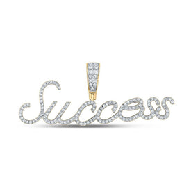 10kt Yellow Gold Men's Round Diamond Success Charm Pendant - 1/2 Cttw | Splendid Jewellery product  Top View from Splendid Jewellery