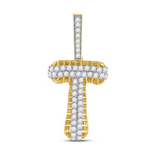 Load image into Gallery viewer, 10kt Yellow Gold Men&#39;s Diamond T Letter Charm Pendant - 1 Cttw product  Top View from Splendid Jewellery