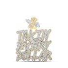 10kt Yellow Gold Men's Round Diamond TAKIN EVERY DOLLAR Charm Pendant - Captivating 3-5/8 Cttw Men's Diamond Pendant product  Top View from Splendid Jewellery
