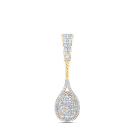 10kt Yellow Gold Men's Diamond Tennis Racket Sport Charm Pendant - 1 Cttw product  Top View from Splendid Jewellery