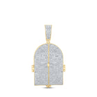 10kt Yellow Gold Men's Round Diamond Tomb Doors Memory Charm Pendant 3-3/4 Cttw product  Top View from Splendid Jewellery