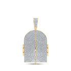 10kt Yellow Gold Men's Round Diamond Tomb Doors Memory Charm Pendant - 7 Cttw product  Top View from Splendid Jewellery