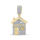 10kt Yellow Gold Men's Round Diamond Trap House Charm Pendant - 1/2 Cttw | Splendid Jewellery product  Top View from Splendid Jewellery
