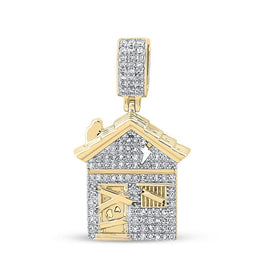 10kt Yellow Gold Men's Round Diamond Trap House Charm Pendant - 1/2 Cttw | Splendid Jewellery product  Top View from Splendid Jewellery