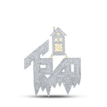 Load image into Gallery viewer, 10kt Yellow Gold Men's Diamond Trap House Charm Pendant - 5-1/5 Cttw product  Top View from Splendid Jewellery