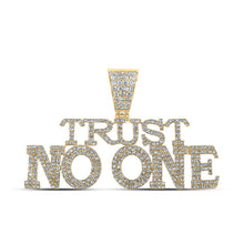Load image into Gallery viewer, 10kt Yellow Gold Men&#39;s Round Diamond &quot;Trust No One&quot; Charm Pendant - 2-1/3 Cttw product  Top View from Splendid Jewellery