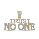 10kt Yellow Gold Men's Round Diamond "Trust No One" Charm Pendant - 2-1/3 Cttw product  Top View from Splendid Jewellery