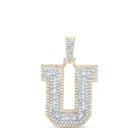 10kt Yellow Gold Men's Round Diamond U Initial Letter Charm Pendant - 1 Cttw product  Top View from Splendid Jewellery
